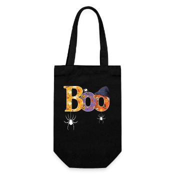 Boo Muster Halloween - Geschenkbeutel für Flaschen - Schwarz - Vorne