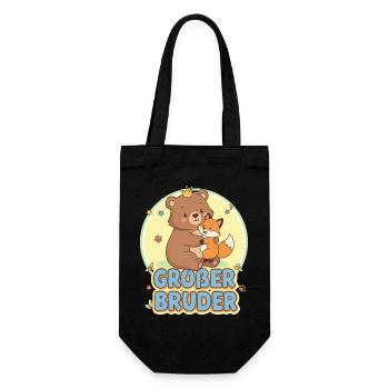 Conception mignonne d’ours et de frère renard - Sac à bouteille - noir - Devant