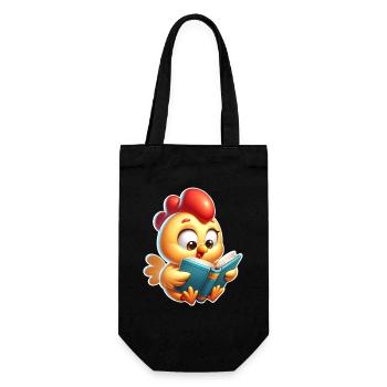 Huhn Lesen - Geschenkbeutel für Flaschen - Schwarz - Vorne