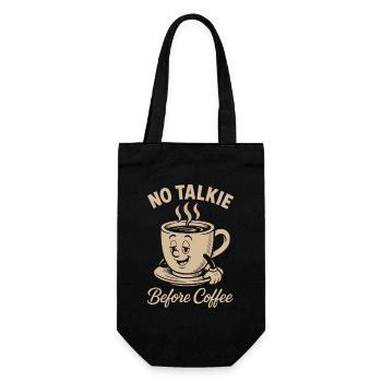 Kein Talkie vor dem Kaffee Lustiges Design - Geschenkbeutel für Flaschen - Schwarz - Vorne