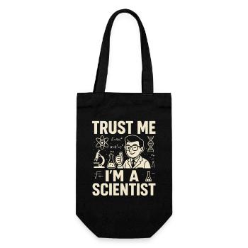 Vertrau mir, ich bin Wissenschaftlerin - Geschenkbeutel für Flaschen - Schwarz - Vorne