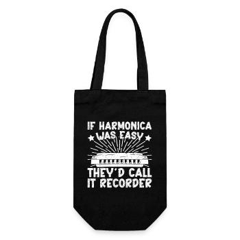 Harmonica Musican Was Easy They Call Recorder - Gift Bag for Bottles - black - Front