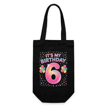 6 Years Girl It's My Birthday Kids Birthday - Gift Bag for Bottles - black - Front