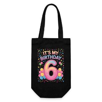 It's My Birthday Kids Birthday 6 Years Girl - Gift Bag for Bottles - black - Front