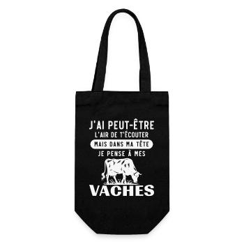 In meinem Kopf denke ich an meine Kühe Geschenk - Geschenkbeutel für Flaschen - Schwarz - Vorne