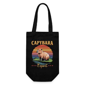 Funny aesthetic Kawaii Capybara - Geschenkbeutel für Flaschen - Schwarz - Vorne