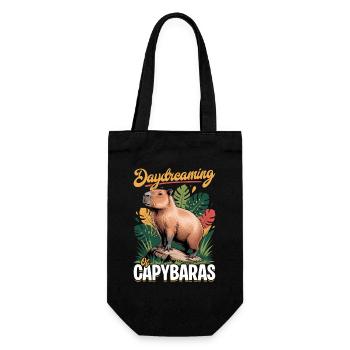 Funny aesthetic Kawaii Capybara - Gift Bag for Bottles - black - Front