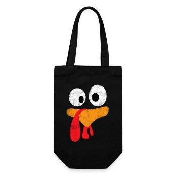 Thanksgiving Party - Lustiges Truthahngesicht - Geschenkbeutel für Flaschen - Schwarz - Vorne