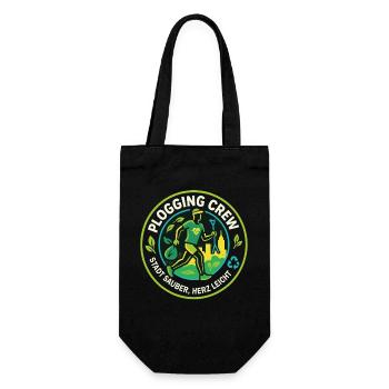 Plogging Crew Stadt Sauber Herz Leicht - Geschenkbeutel für Flaschen - Schwarz - Vorne