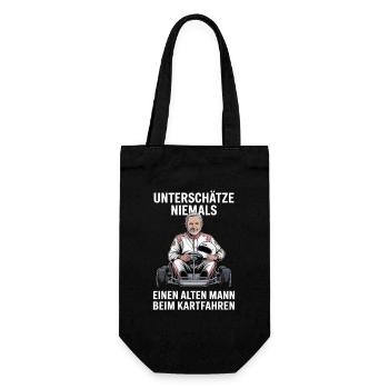 Never underestimate an old man karting - Gift Bag for Bottles - black - Front