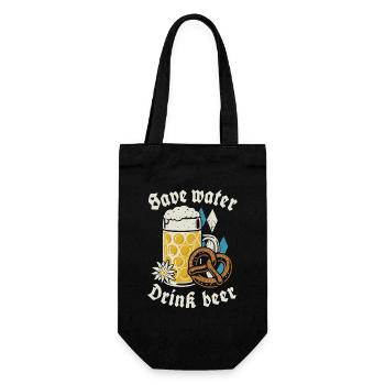 Save water drink beer - Biertrinker - Spruch - Geschenkbeutel für Flaschen - Schwarz - Vorne