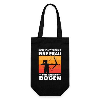 Bogenschießen Geschenke Bogenschützin Bogensport - Geschenkbeutel für Flaschen - Schwarz - Vorne