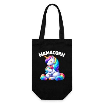 Mamacorn Mama Einhorn Mutter Babykorn Unicorn - Geschenkbeutel für Flaschen - Schwarz - Vorne