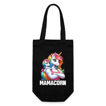 Mama Einhorn Mamacorn Mutter Tochter Dadacorn - Geschenkbeutel für Flaschen - Schwarz - Vorne
