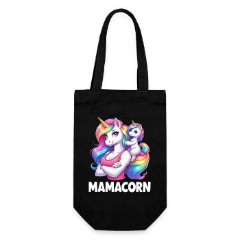 Mama Einhorn Mamacorn Mutter Tochter Dadacorn - Geschenkbeutel für Flaschen - Schwarz - Vorne