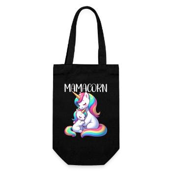 Mamacorn Mama Einhorn Mutter Damen Partnerlook - Geschenkbeutel für Flaschen - Schwarz - Vorne