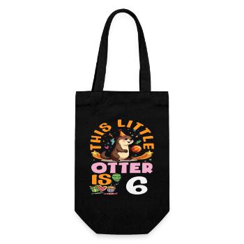 This Otter Is 6 - Cute Birthday Motif - Gift Bag for Bottles - black - Front