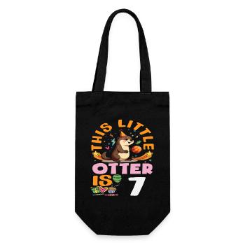 This Otter Is 7 - Cute Birthday Motif - Gift Bag for Bottles - black - Front