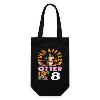 This Otter is 8 - Cute Birthday Motif - Gift Bag for Bottles - black - Front