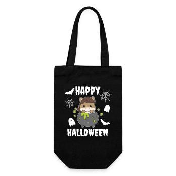 Pferd Happy Halloween Hexenkessel Fledermaus - Geschenkbeutel für Flaschen - Schwarz - Vorne