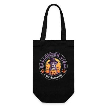 Halloween Witch Hat Pumpkin Dog American Staffie - Gift Bag for Bottles - black - Front