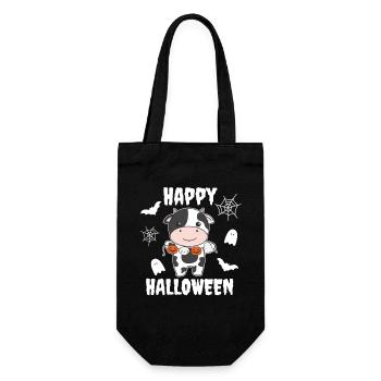 Vache Happy Halloween Citrouille Fantôme Costume - Sac à bouteille - noir - Devant