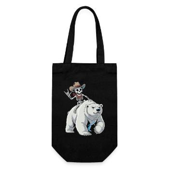 Skeleton cowboy on polar bear - Gift Bag for Bottles - black - Front