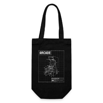 Retro Arcade Skizze auf Raster - Geschenkbeutel für Flaschen - Schwarz - Vorne