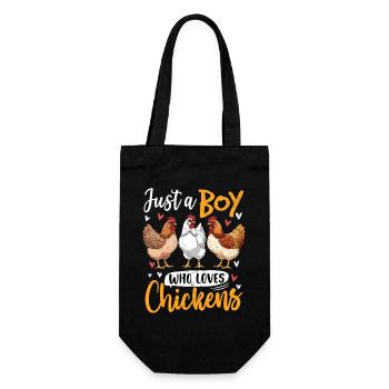 Boy loves chickens – motif amusant - Sac à bouteille - noir - Devant
