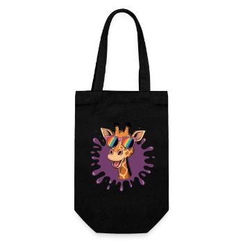 Cheerful giraffe with rainbow glasses in cool - Gift Bag for Bottles - black - Front