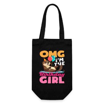 This Otter is 2 - Cute Birthday Motif - Gift Bag for Bottles - black - Front