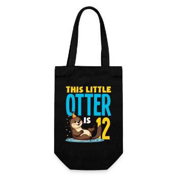 This Otter Is 12 - Cute Birthday Motif - Gift Bag for Bottles - black - Front