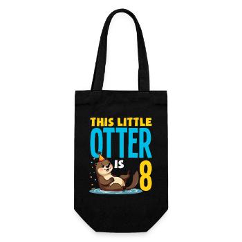 This Otter is 8 - Cute Birthday Motif - Gift Bag for Bottles - black - Front