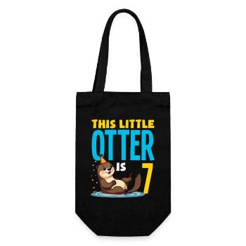 Cette loutre a 7 ans - Motif d’anniversaire mignon - Sac à bouteille - noir - Devant