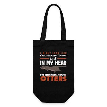 Sea Otter Hearing Otter In My Head - Gift Bag for Bottles - black - Front