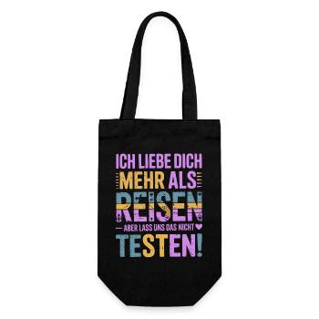 Ich Liebe Dich Mehr Als Reisen Humor - Geschenkbeutel für Flaschen - Schwarz - Vorne