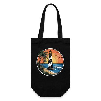 Lighthouse and sunset - Gift Bag for Bottles - black - Front