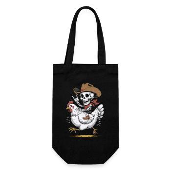 Cow-boy squelette sur poule - Sac à bouteille - noir - Devant