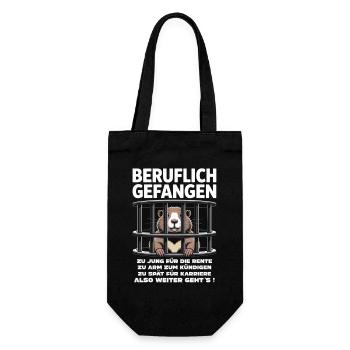 Büro & Job Kollegen Arbeiter lustiges Arbeiten - Geschenkbeutel für Flaschen - Schwarz - Vorne