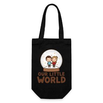 Snow Globe Couple Heart – Our Little World Xmas - Gift Bag for Bottles - black - Front