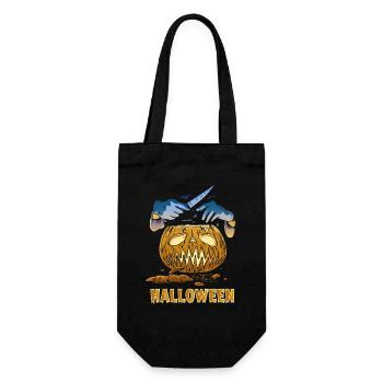 Carved Pumpkin Halloween Knife - Gift Bag for Bottles - black - Front