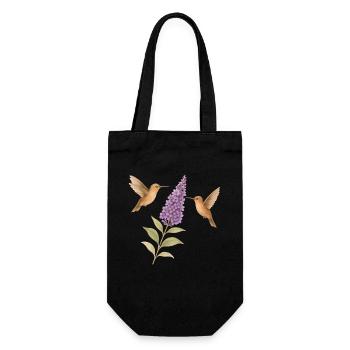 Kolibris mit Blüten Cottagecore - Geschenkbeutel für Flaschen - Schwarz - Vorne