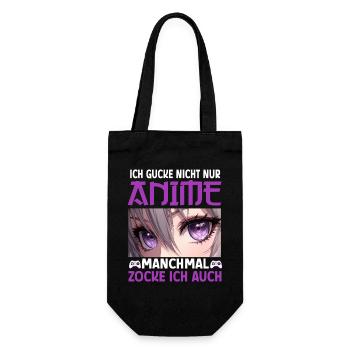 Ich Gucke Nicht Nur Anime Manchmal Zocke Ich Auch - Geschenkbeutel für Flaschen - Schwarz - Vorne