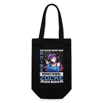 Ich Gucke Nicht Nur Anime Manchmal Zocke Ich Auch - Geschenkbeutel für Flaschen - Schwarz - Vorne