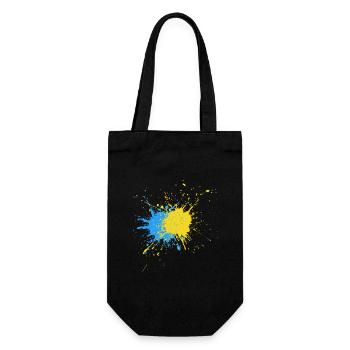 Zwei-Farben Sprenkelkunst Blau Gelb - Geschenkbeutel für Flaschen - Schwarz - Vorne
