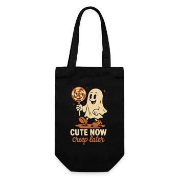 Mignon maintenant Creep Plus tard Drôle Halloween Fantôme - Sac à bouteille - noir - Devant
