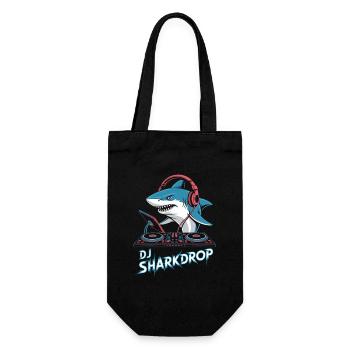 DJ SHARKDROP Hai DJ Mit Kopfhörern Am Mischpult - Geschenkbeutel für Flaschen - Schwarz - Vorne