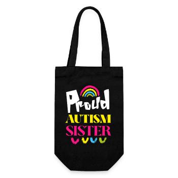 Proud Autism Sister Support autism awareness - Gift Bag for Bottles - black - Front