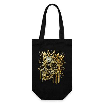 Golden Skull with Crown Lines Art - Gift Bag for Bottles - black - Front