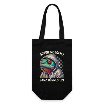 Guten Morgen Ganz Dünnes Eis Chamäleon Lustig - Gift Bag for Bottles - black - Front